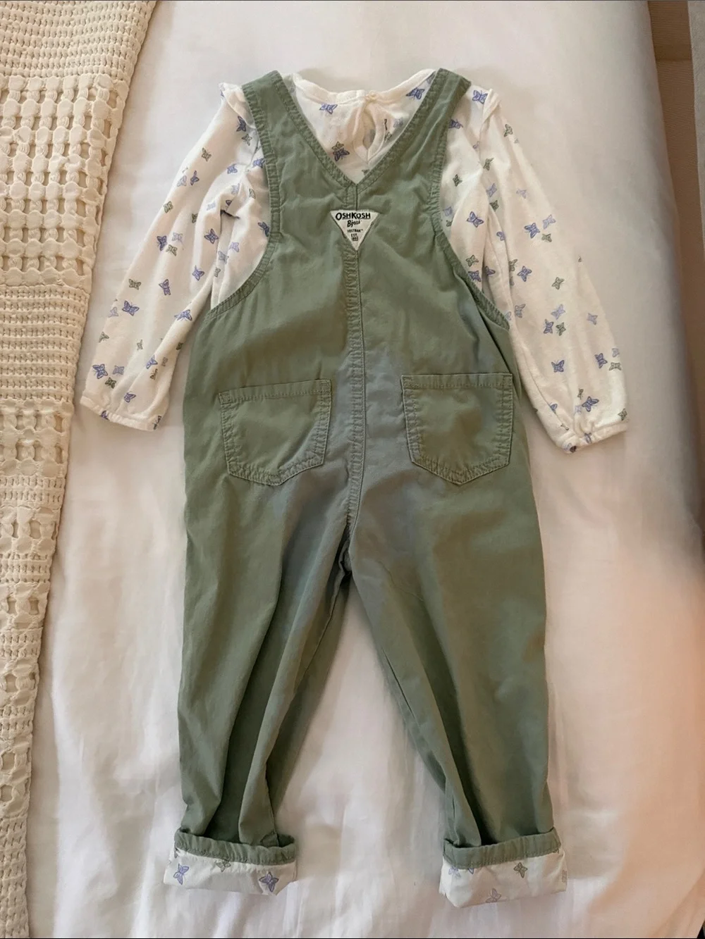 OshKosh B'gosh Olive Green Kids Cotton Overalls
